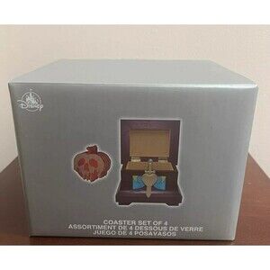 $89 Disney Parks Snow White Heart Box 4 Piece Poison Apple Coaster Set
